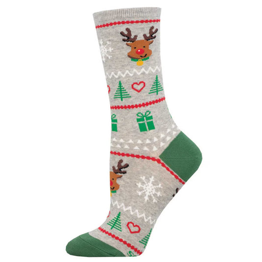 REINDEER FAIR ISLE WOMEN'S COTTON CREW SOCKS