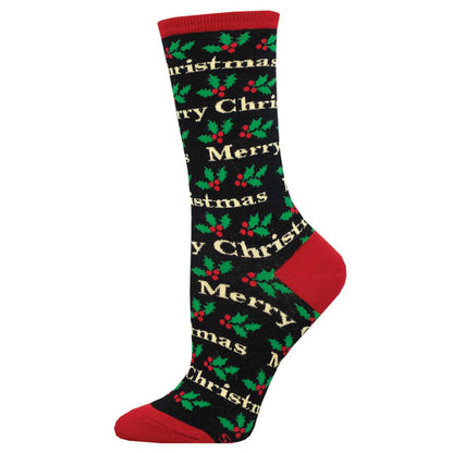 MERRY CHRISTMAS WOMEN'S COTTON CREW SOCKS