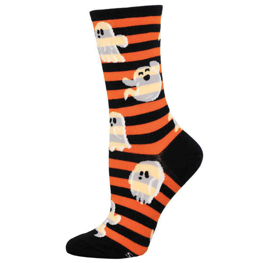 SPOOKY STRIPES WOMEN'S COTTON CREW SOCKS