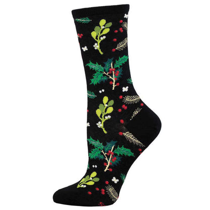 MISTLETOE AND HOLLY WOMEN'S COTTON CREW SOCKS