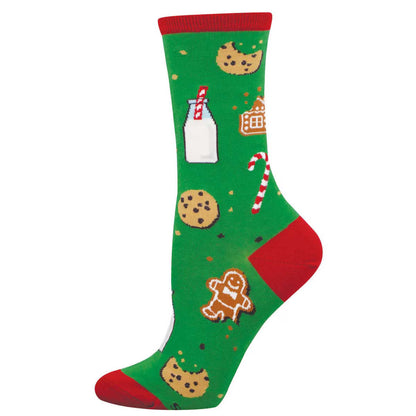 SANTA'S MILK AND COOKIES WOMEN'S COTTON CREW SOCKS