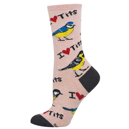 I HEART TITS WOMEN'S CREW SOCKS