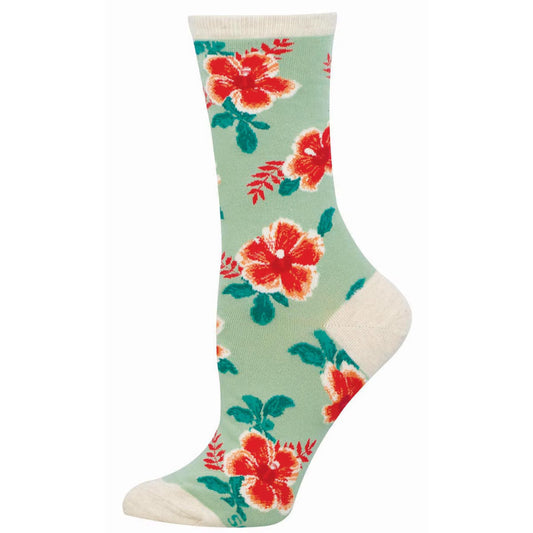 HIBISCUS BLOOM WOMEN'S COTTON CREW SOCKS