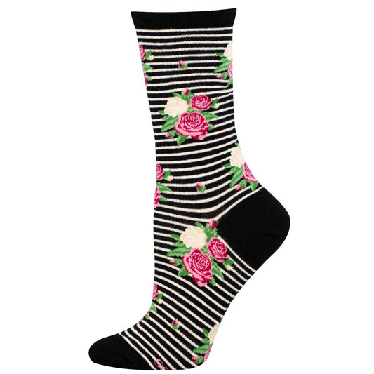 ROWS OF ROSES WOMEN'S COTTON CREW SOCKS