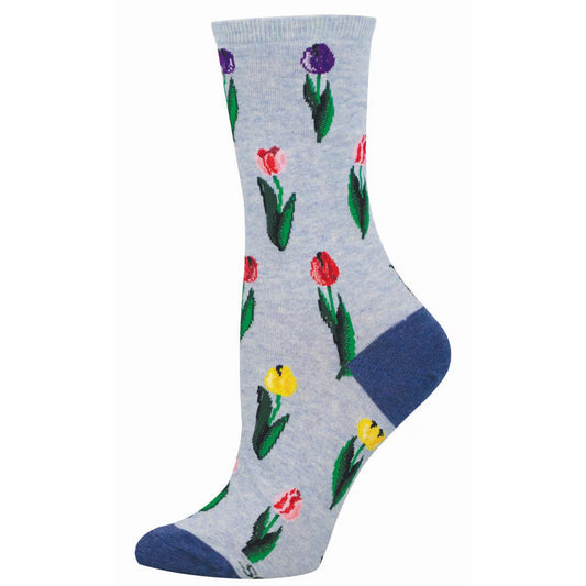 TULIPS WOMEN'S COTTON CREW SOCKS