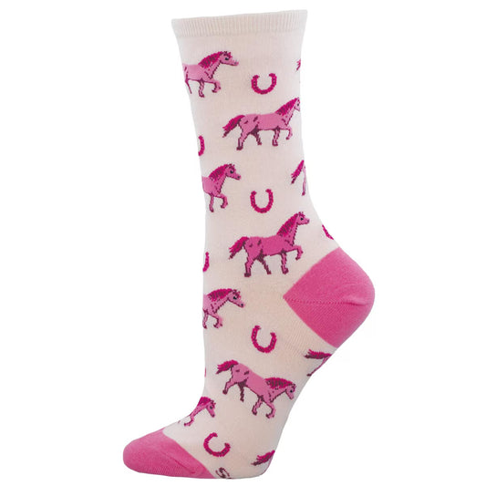 FUCHSIA HORSE SOCIETY WOMEN'S COTTON CREW SOCKS