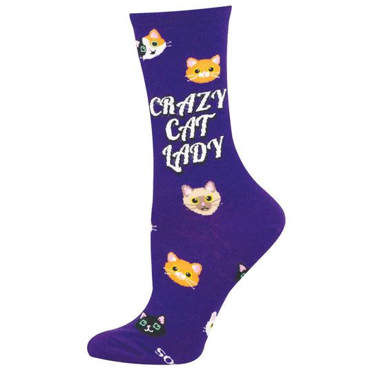 CRAZY CAT LADY WOMEN'S COTTON CREW SOCKS
