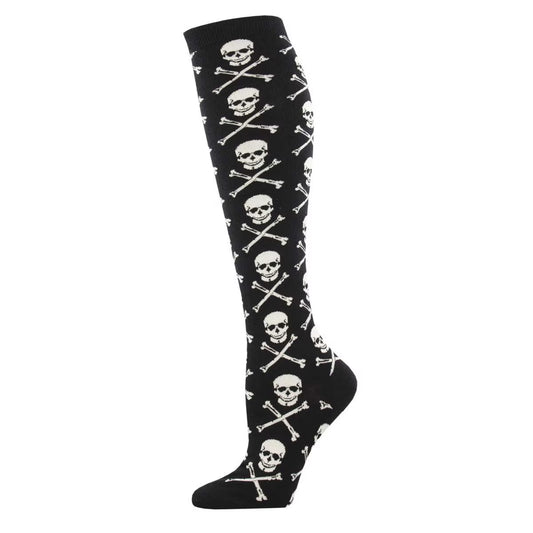 CROSSBONES KNEE HIGH COTTON SOCKS