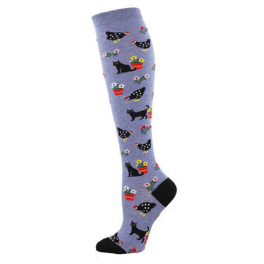 COTTAGE SCENE WOMEN'S COTTON KNEE HIGH SOCKS