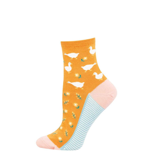GOOSE IN THE GARDEN WOMEN'S COTTON MINI CREW SOCKS