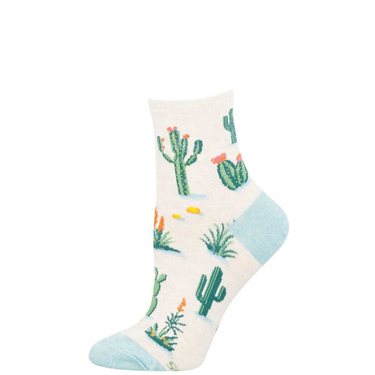DESERTED BY MY CACTUS WOMEN'S COTTON MINI CREW SOCKS
