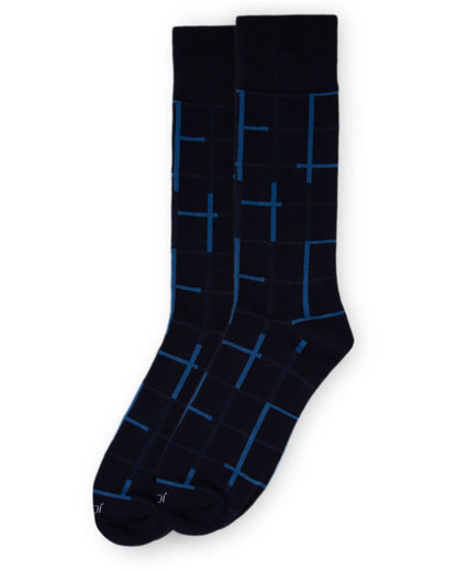 MEN'S WINDOWPANE BAMBOO DRESS CREW SOCKS