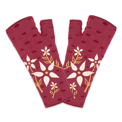 Viola Bordeaux Fingerless Fleece Gloves | Knit Gloves
