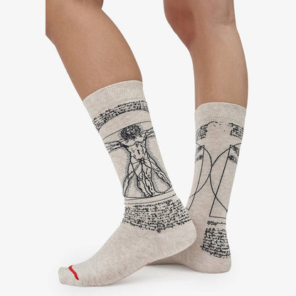 Leonardo da Vinci Vitruvian Man Cotton Crew Socks
