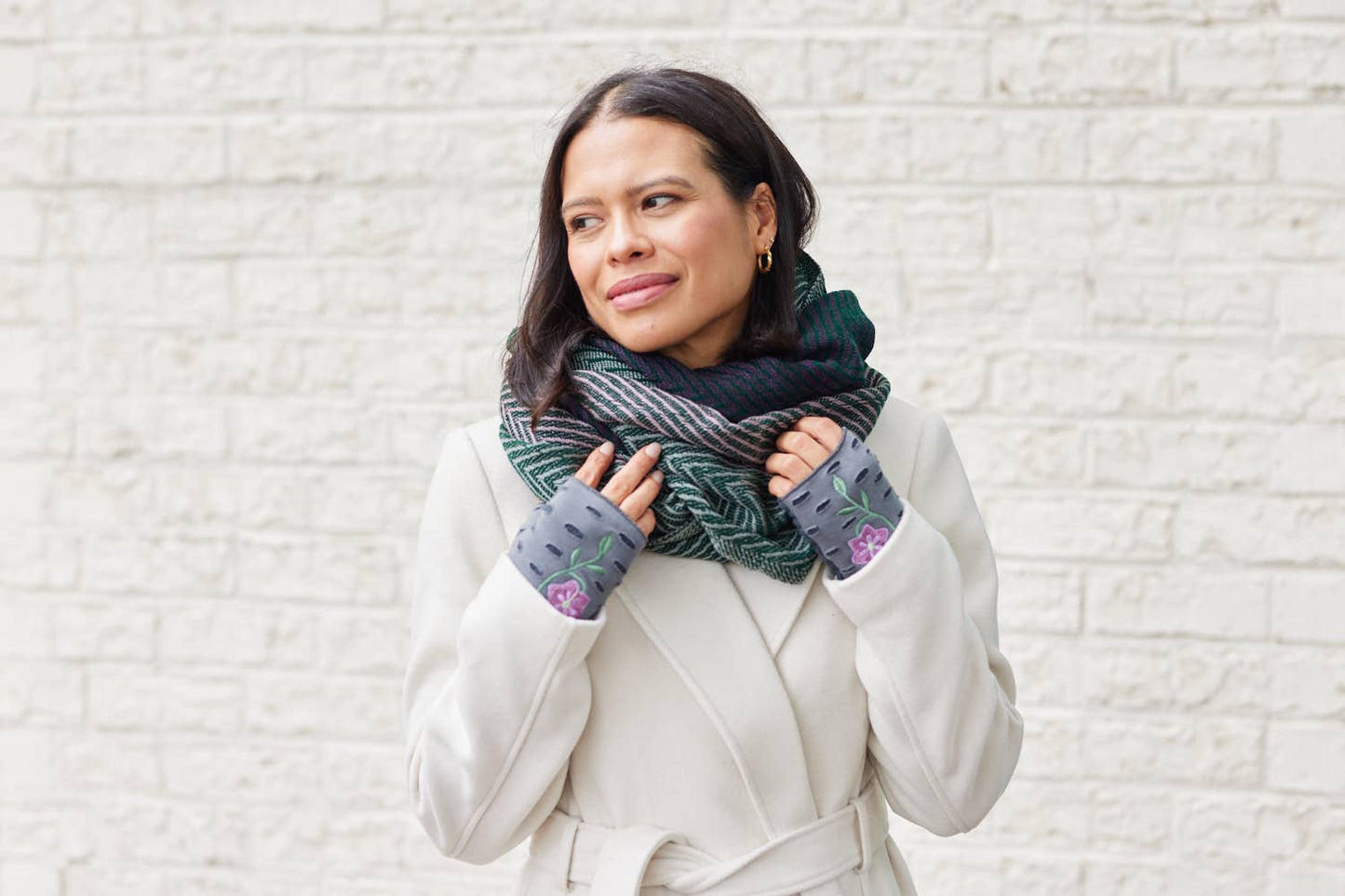 Primrose Anther Fingerless Gloves | Fleece Jersey Gloves