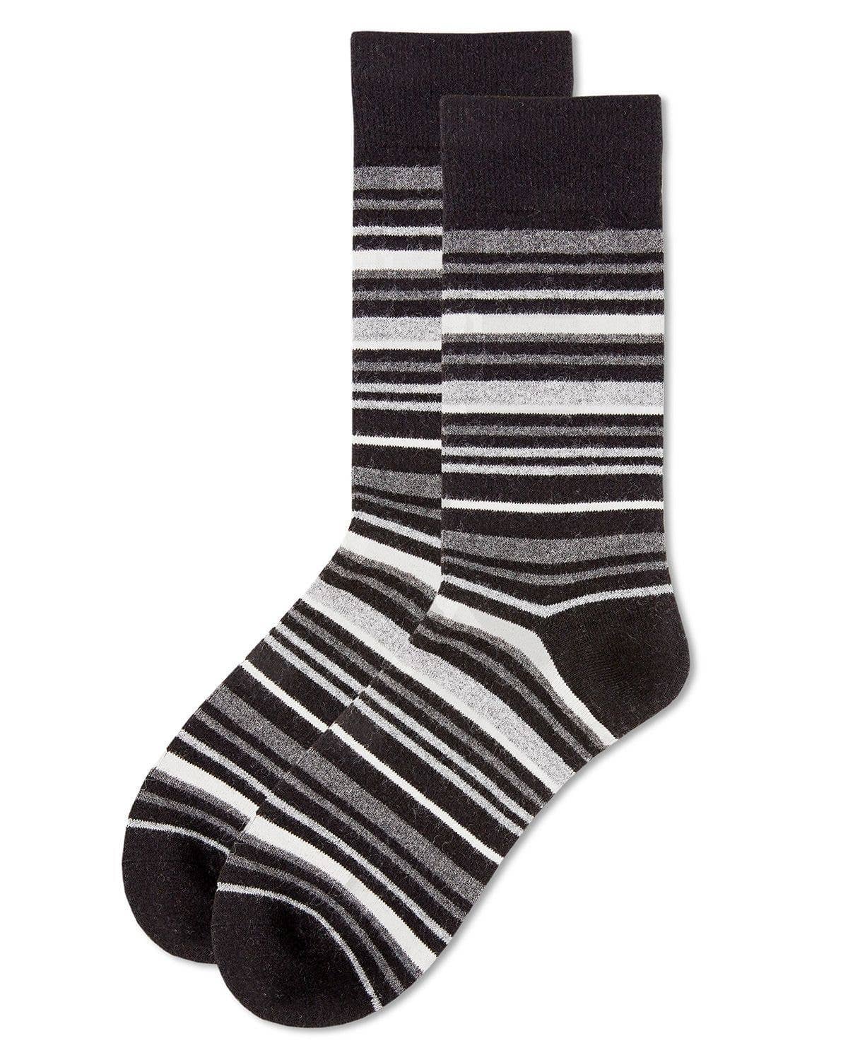 MEN'S SLICK STRIPES LUXURIOUSLY SOFT CASHMERE BLEND CREW SOCKS