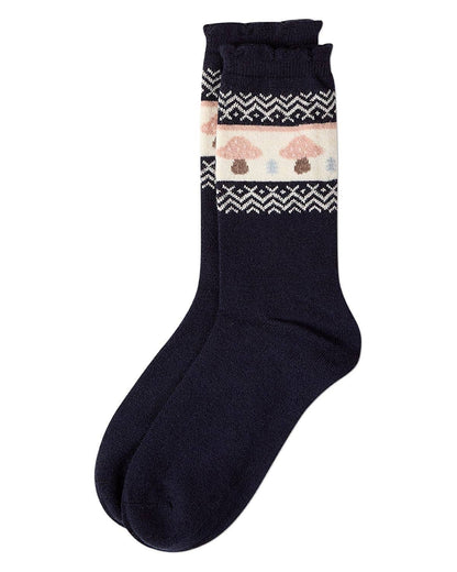 Women's Mushroom Fairisle Cashmere Crew Socks