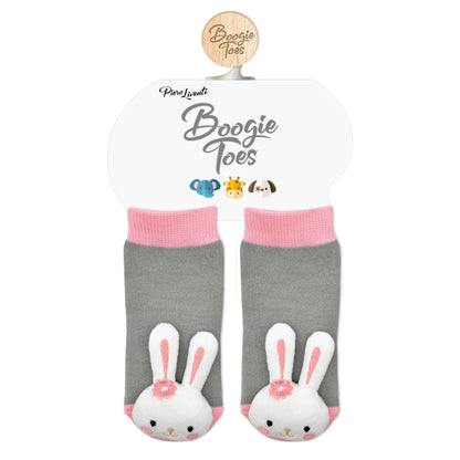 Pink Bunny Boogie Toes  Baby Rattle Socks
