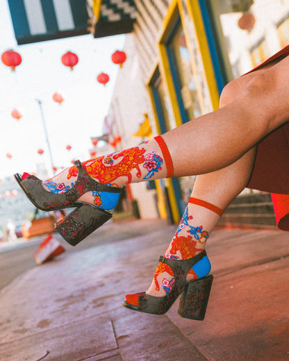 Year of the Horse Sheer Crew Socks