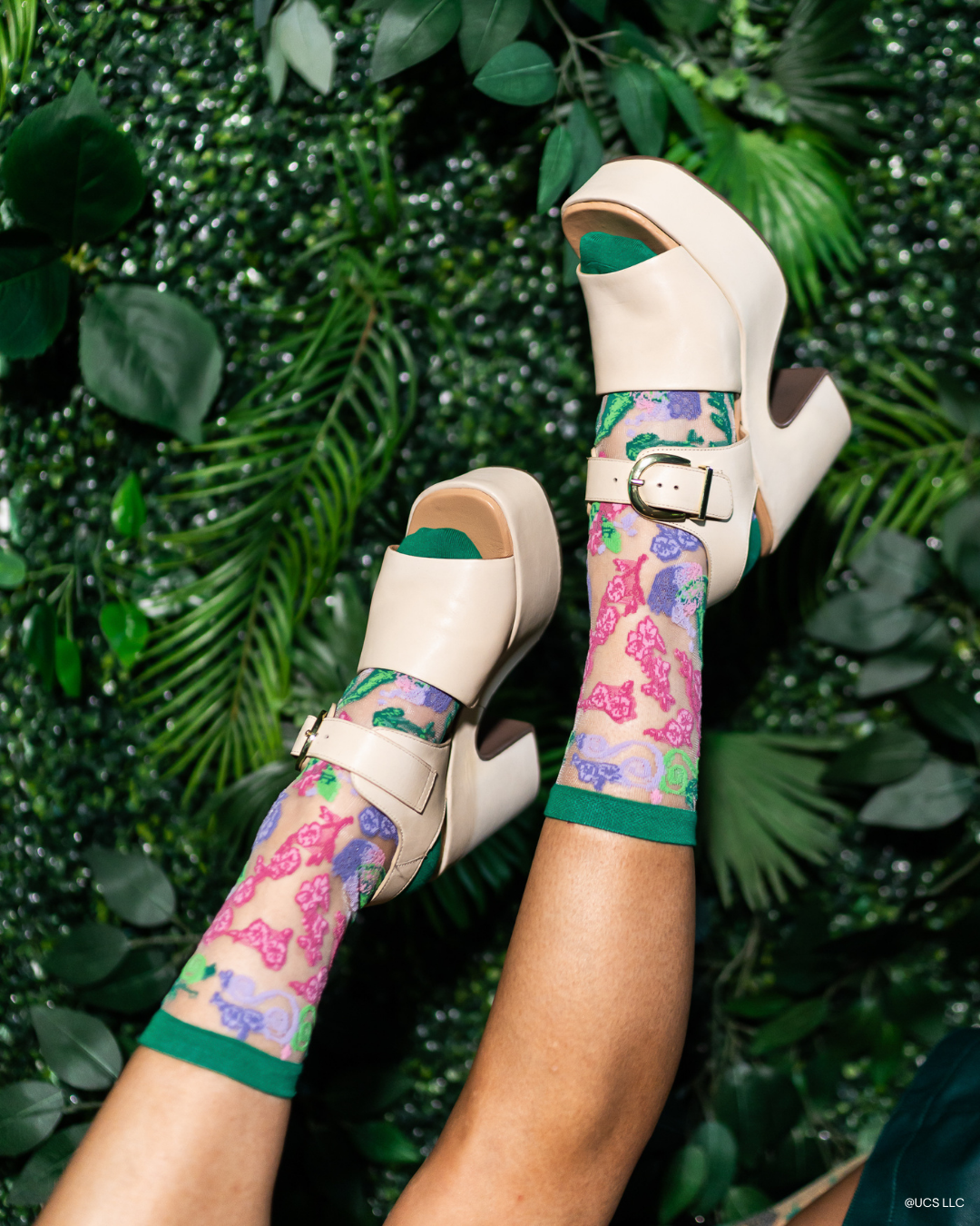 Wicked For Good Floral Sheer Crew Socks