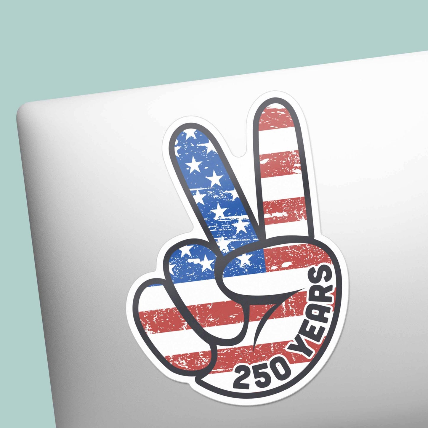 250th American Flag Peace Sign Sticker - Patriotic USA Decal