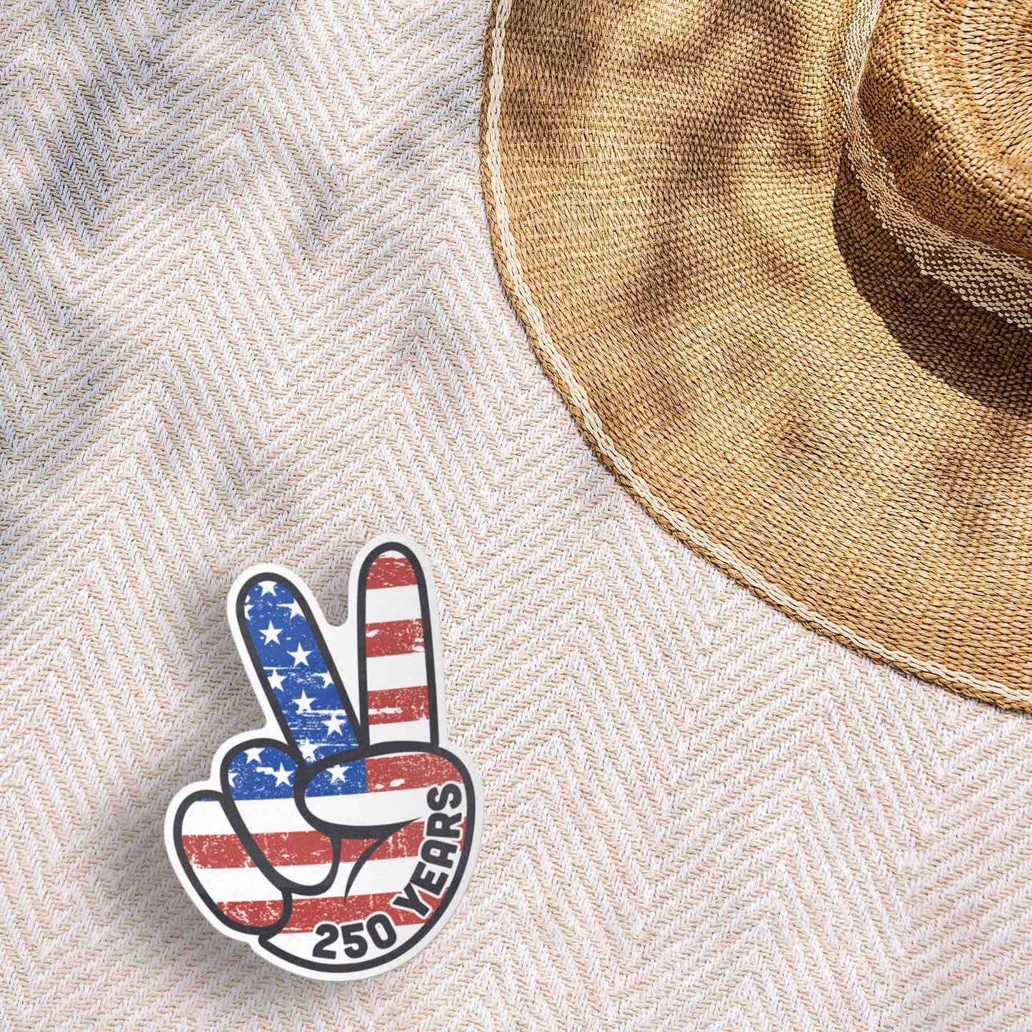 250th American Flag Peace Sign Sticker - Patriotic USA Decal