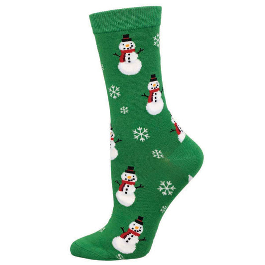 SMILING SNOWMEN WOMEN'S BAMBOO CREW SOCKS