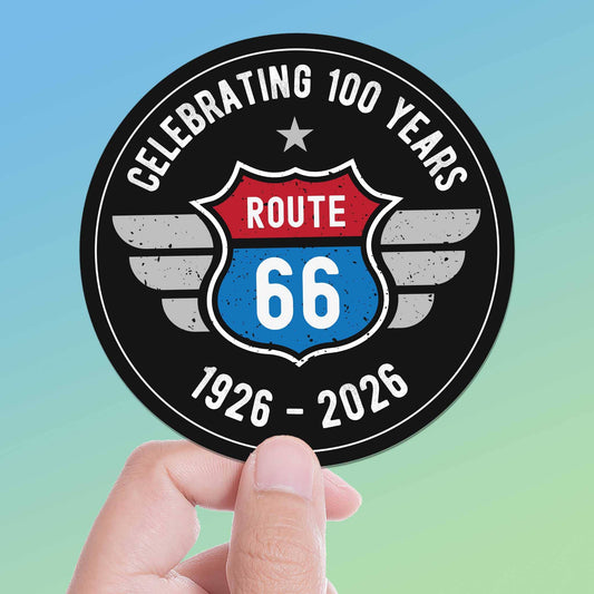 100th Anniversary Route 66 Sticker - Retro Road Trip Decal
