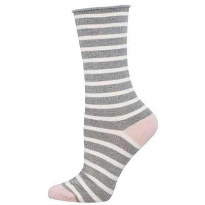 SAILOR STRIPE ROLL TOP WOMEN'S CREW SOCKS