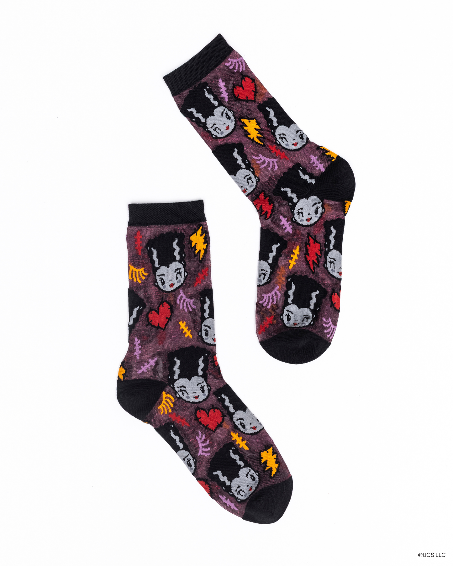 Bride of Frankenstein Shimmer Sheer Crew Socks