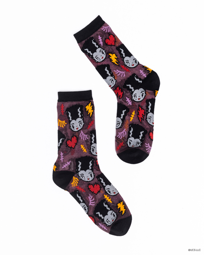 Bride of Frankenstein Shimmer Sheer Crew Socks