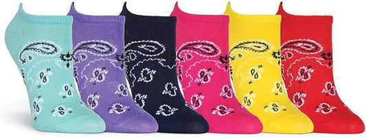 WOMEN'S BANDANA 6 PAIR SOCKS