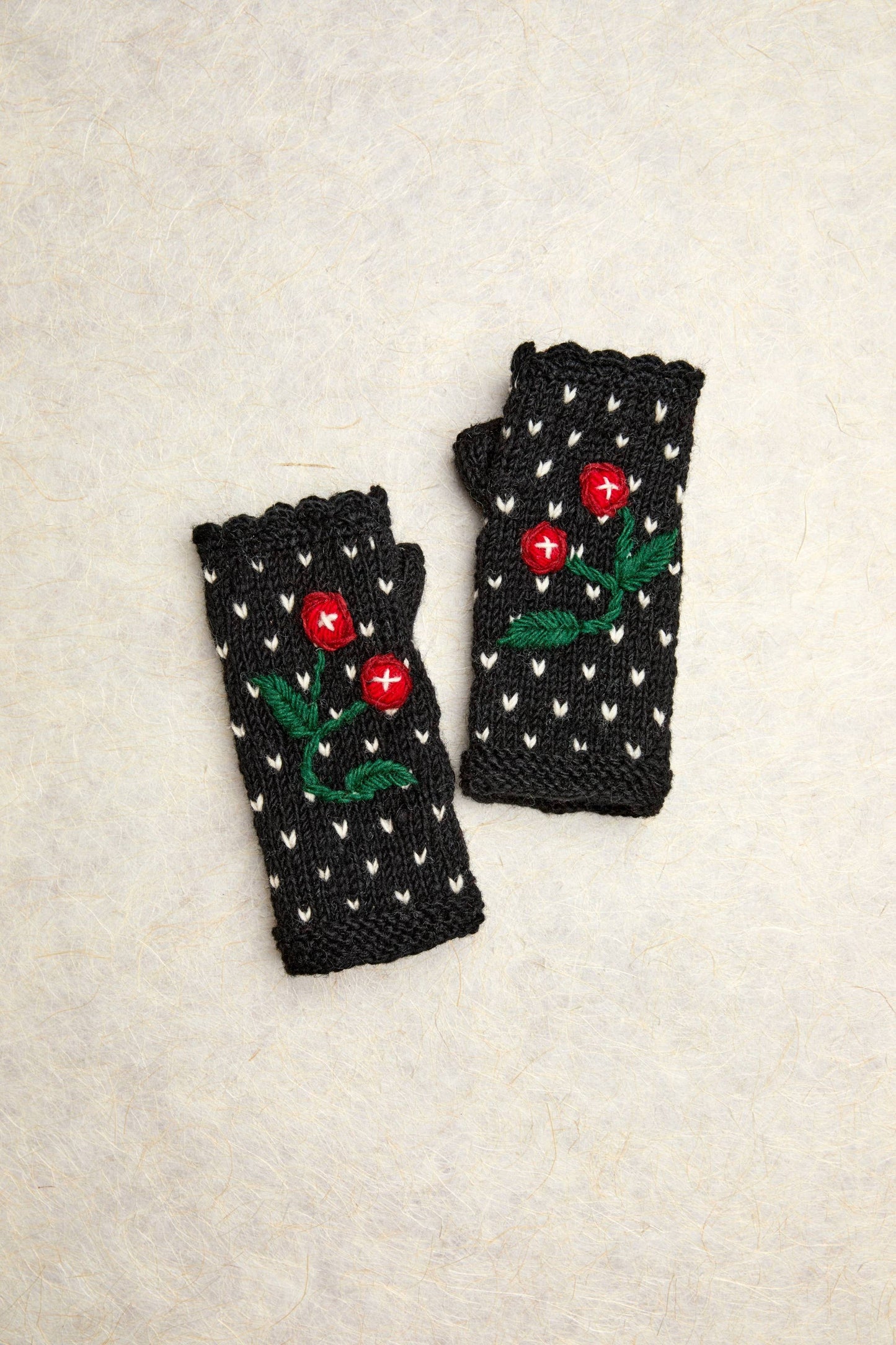 Cherries Noir Knit Handwarmers