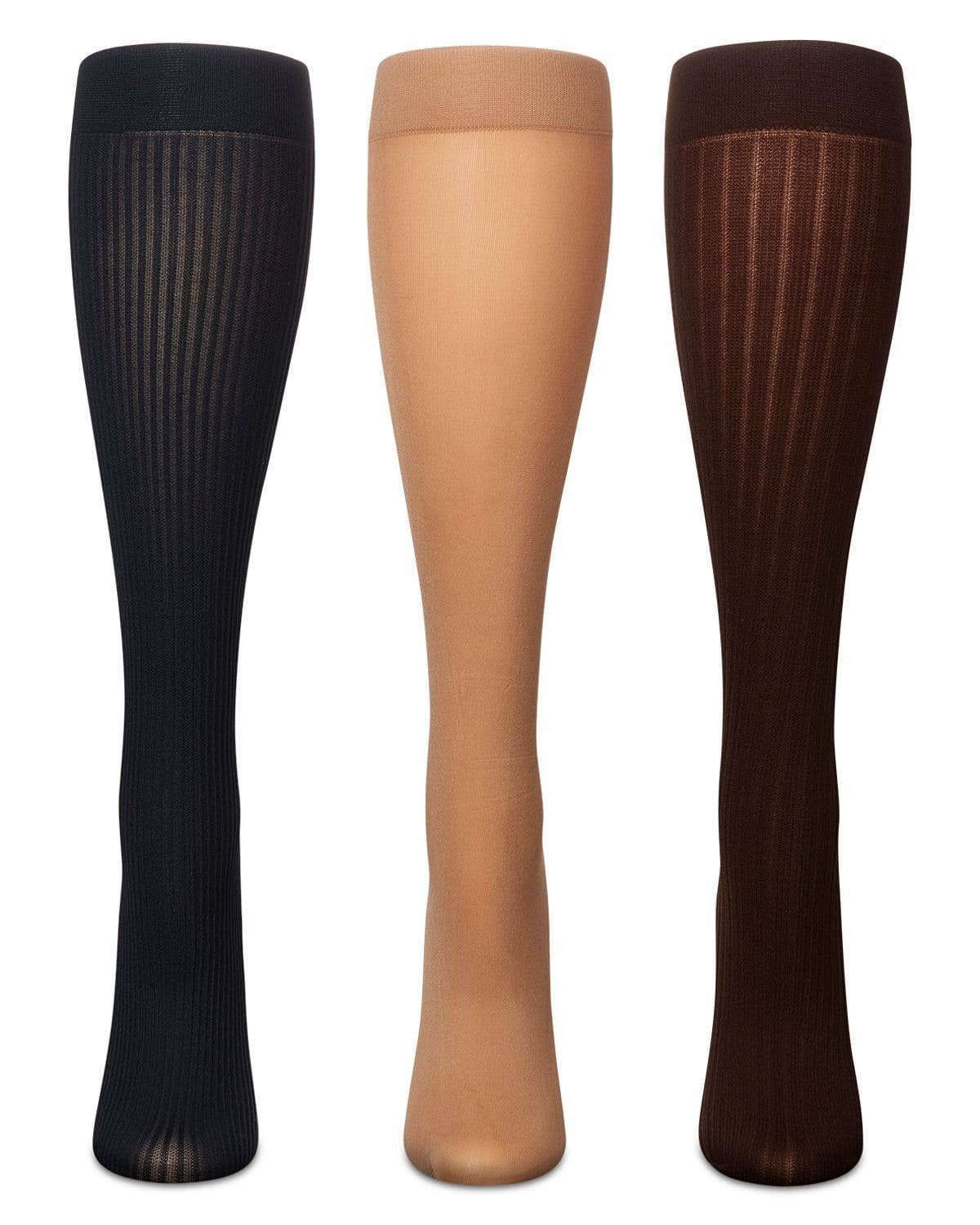 WOMEN'S 3 PAIR PACK FINE RIB/SOLID/ WIDE RIB TROUSER SOCKS