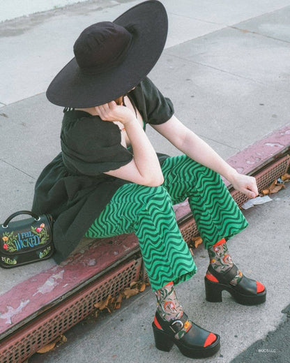 Wicked Elphaba Land Black Sheer Crew Socks