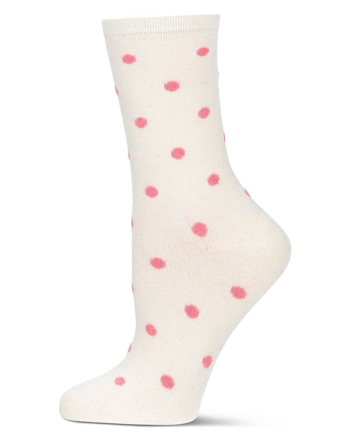 WOMEN'S PRETTY IN POLKA DOTS CASHMERE CREW BLEND CREW SOCK