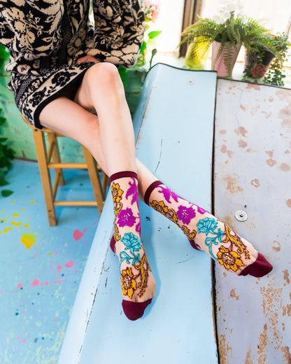 Gem Garden Sheer Crew Socks