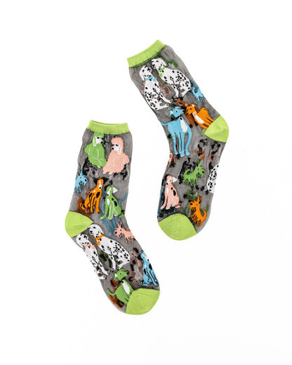 Dopamine Dogs Black Sheer Crew Socks