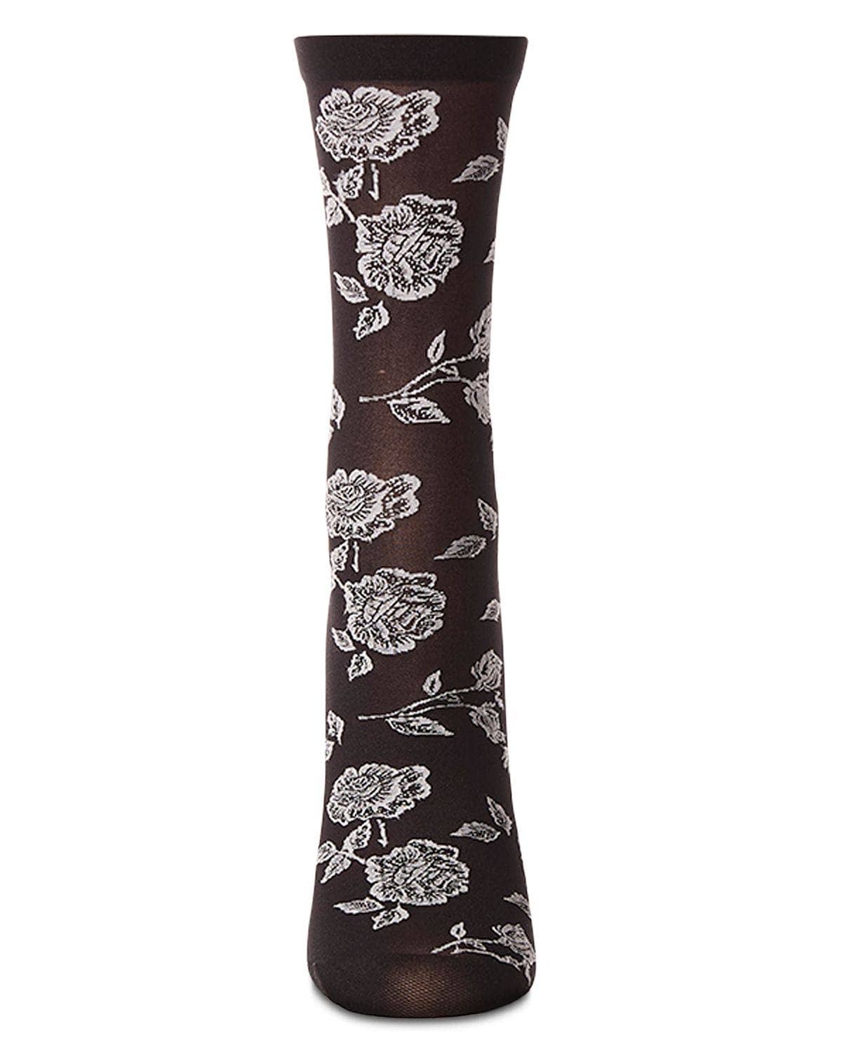 All Over Fancy Floral Sheer Crew Socks