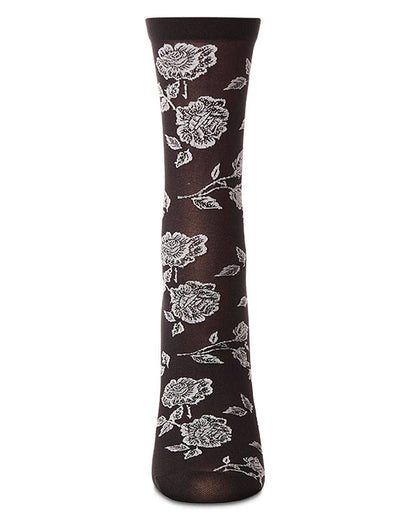 All Over Fancy Floral Sheer Crew Socks