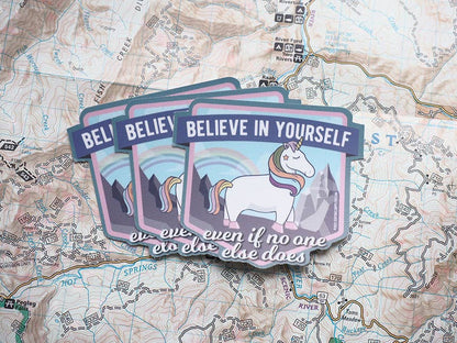 Believe in Yourself Cute Rainbow Unicorn Sticker