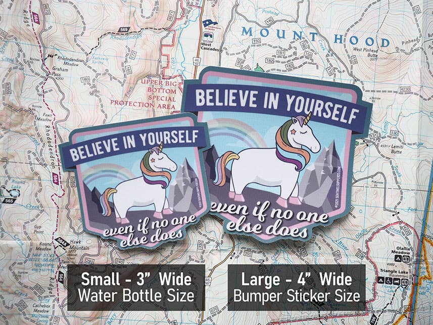 Believe in Yourself Cute Rainbow Unicorn Sticker