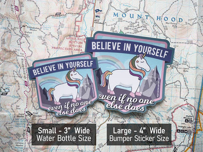 Believe in Yourself Cute Rainbow Unicorn Sticker
