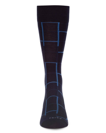 MEN'S WINDOWPANE BAMBOO DRESS CREW SOCKS