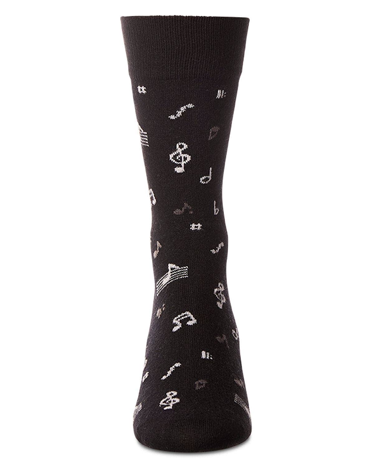 MEN'S MUSICAL NOTES CASHMERE BLEND CREW SOCKS