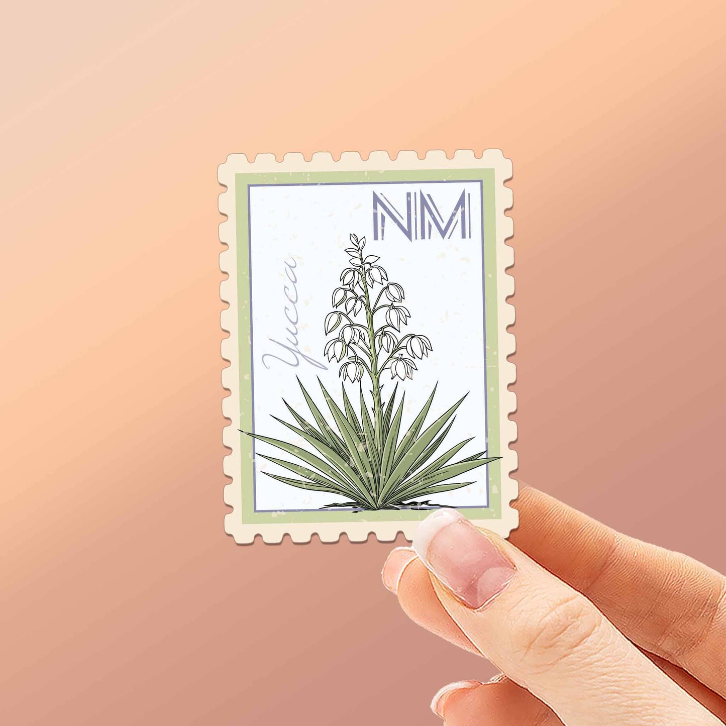 New Mexico State Flower Yucca Sticker - Vintage Stamp Decal