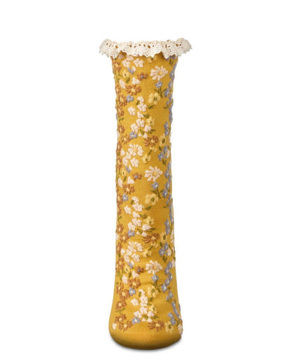 WOMEN'S LIBERTY FLORAL COTTON LACE CUFF CREW SOCKS