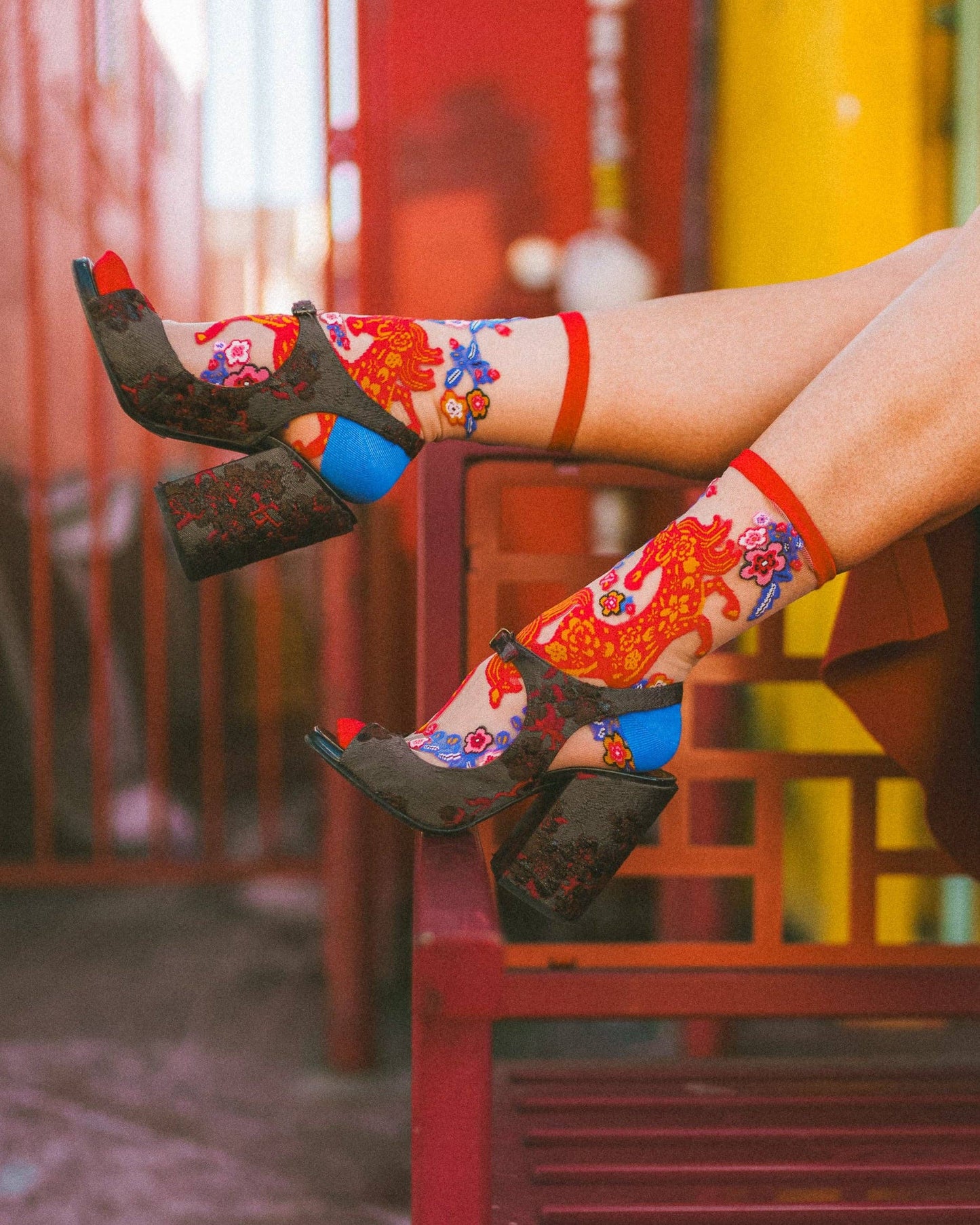 Year of the Horse Sheer Crew Socks