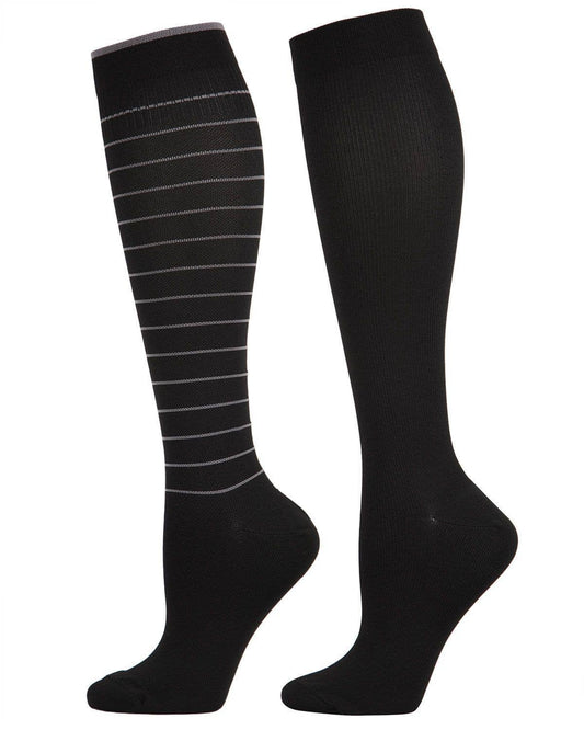 Women's 2 Pair Pack Multi Striped Graduated Compression Socks