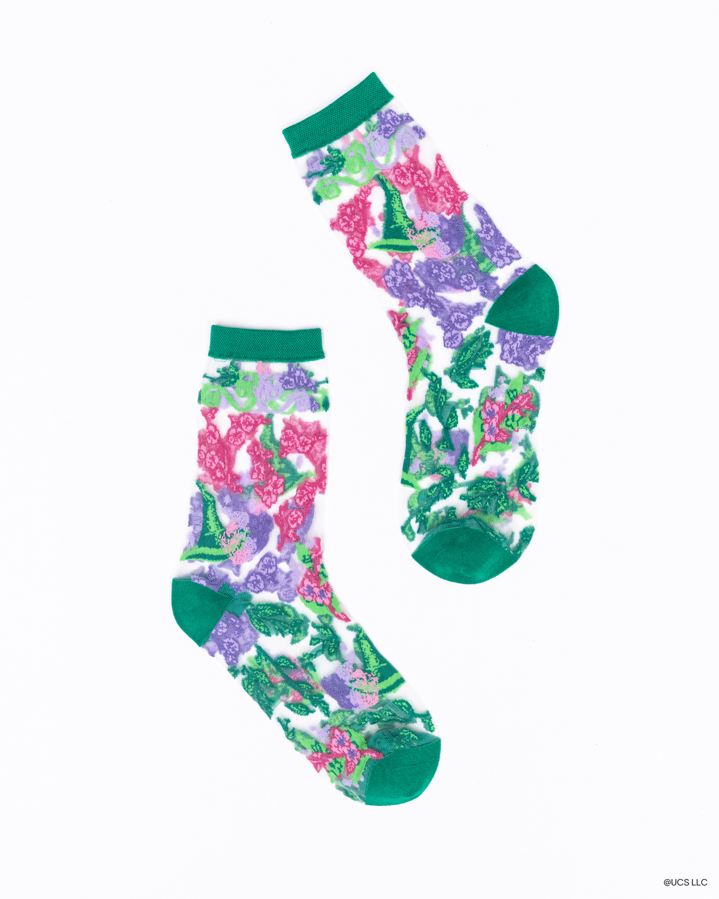 Wicked For Good Floral Sheer Crew Socks